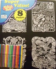 Velvet Fun Coloring Art 8 Pack with Markers  Nature Raccoon Eating Corn 