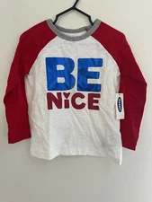Old Navy Toddler Boys Valentine's Day Be Nice Raglan Long Sleeve Shirt White 2T