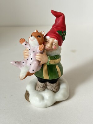 Fitz and Floyd Holiday Hamlet  Baby Squirrel  3 Ceramic Elf Enchanted Forest