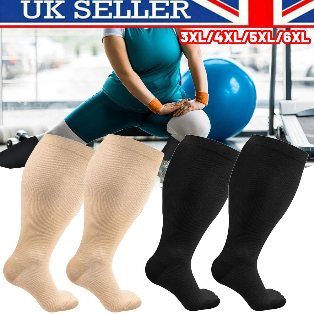 Large Size Compression Socks Wide Calf Knee High Support Stockings for Women Men