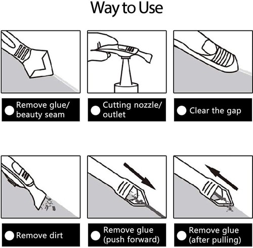 5 In 1 Silicone Remover Sealant Smooth Scraper Caulk Finisher Grout Kit Tools - Bild 7 von 7
