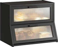 Double Layer Bamboo Bread Box for Kitchen Counter,Large Capacity Bread Storage