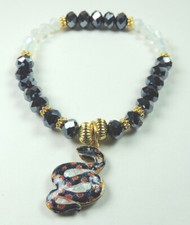 ARTISAN Crystal Stretch Bracelet with Cloisonne Serpent