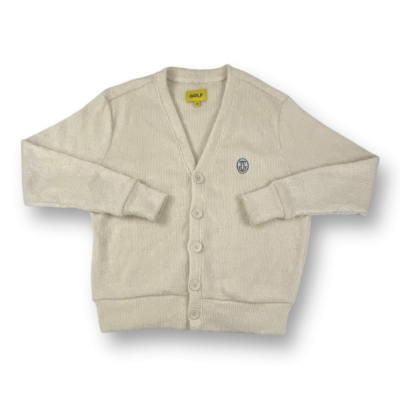 Golf Wang Logo Fuzzy Knit Cream Cardigan Sweater Size Extra 