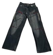 Vtg Y2K Denim Embroidered Baggy SportBoys Jeans 27x30 Hip Hop Jinc o Style READ
