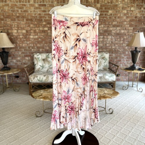 Lascana Light Pink Floral Ruffled Maxi Skirt 8 - Picture 7 of 17