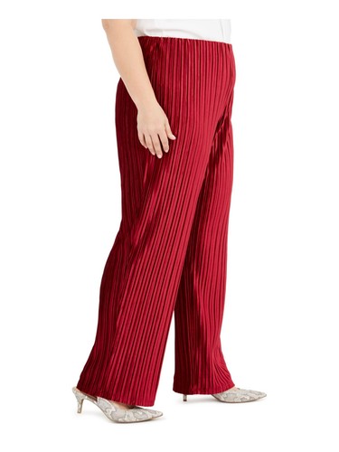 ALFANI Womens Burgundy Evening Wide Leg Pants Plus 3X - Picture 3 of 9
