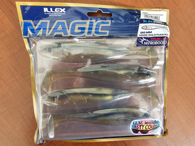 Illex Magic Slim Shad 6 Gummy Fish 12.5cm 16.7g, Magic Gold Pumpkin, 4pcs
