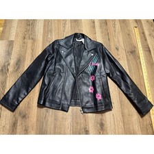 Def Leppard Jacket Youth Girls Size 10/12 Black Full Zip Motorcycle Jacket