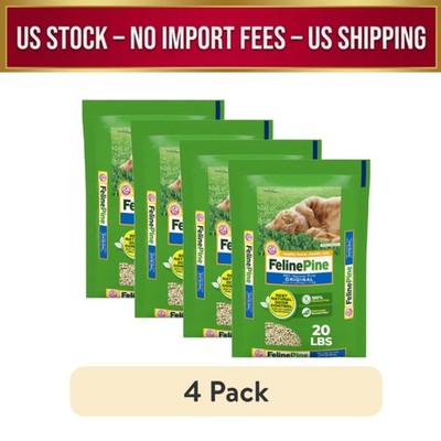 (4 pack) Feline Pine Original 100% Natural Cat Litter, 20 lb