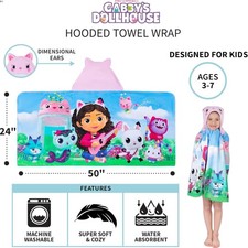 Gabby's Dollhouse Cartoon Hooded Towel - Soft, Cozy, and Fun for Bath Time