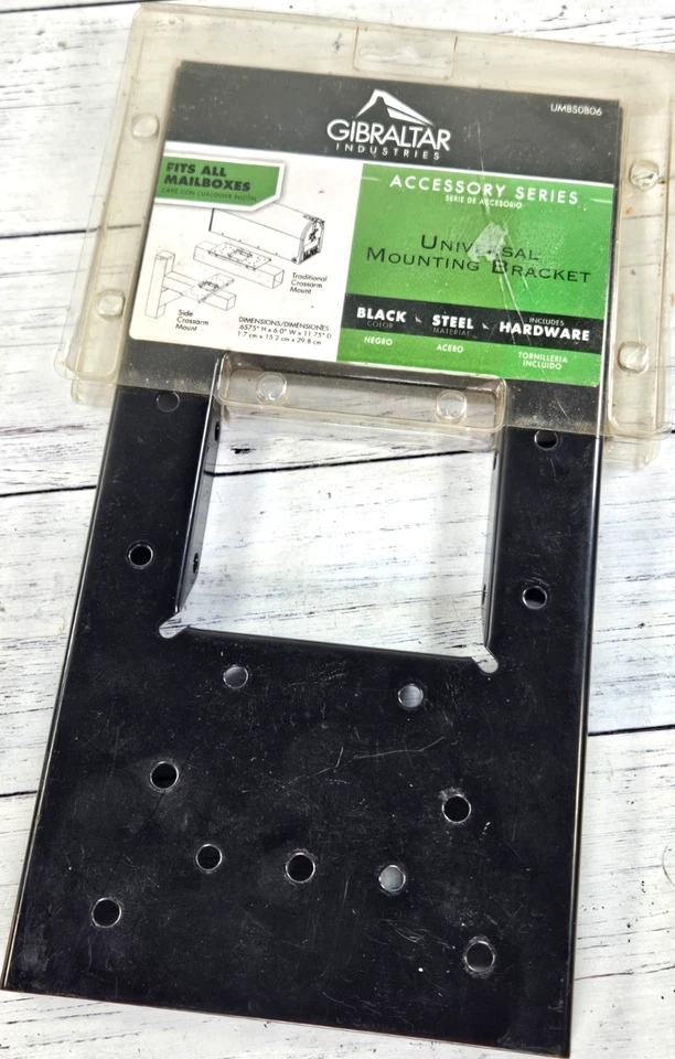 Gibraltar Black Galvanized Steel Mailbox Mounting Board Bracket Heavy Duty NEW - Image 1 of 1