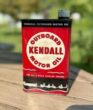 Vintage/Antique Kendall Outboard Motor Oil Can Flat Quart Empty