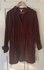 Nine West Jeans Corduroy Shirt Dress Long Sleeve Casual Burgundy Womens Medium