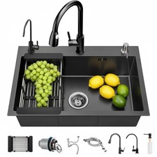 Drop In Kitchen Sink with Faucet Combo18 Gauge Stainless Steel Single Bowl Ki...