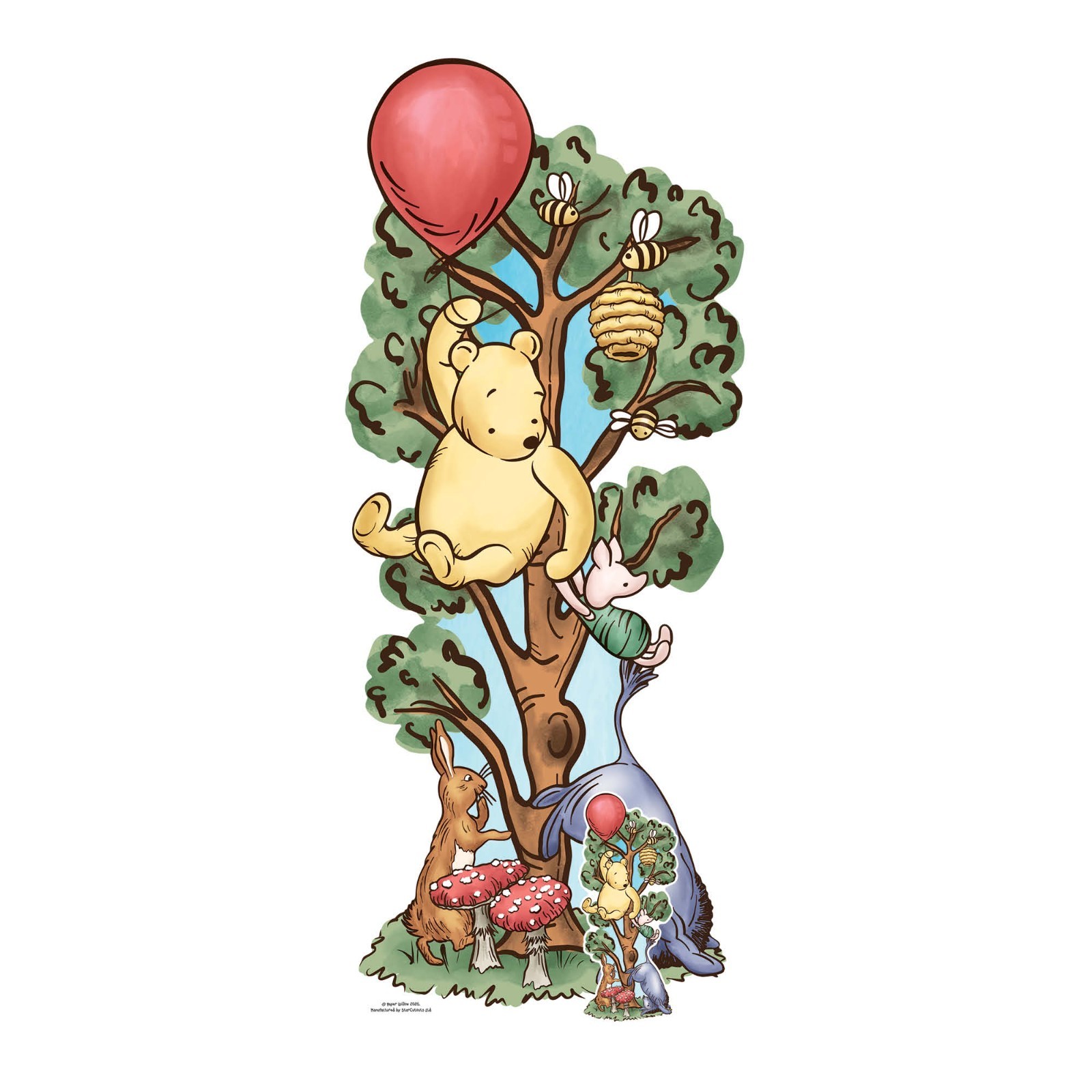 Winnie Bear - Pooh Bear in Tree with Donkey Cardboard Cutout & Free Mini Standee