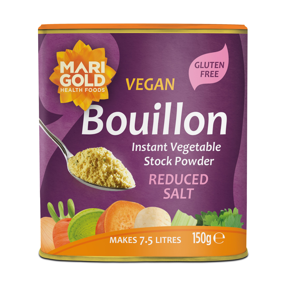 Marigold Less Salt Veg Bouillon Purple 150g Vegan Stock Powder