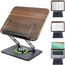 Upgraded Book Stand for Reading Adjustable 360 Swivel Base Cookbook Holder