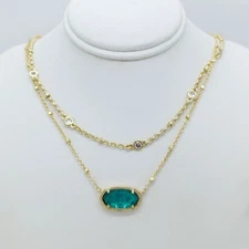 Kendra Scott Elisa Gold Crystal Multi Strand Pendant Necklace in London Blue