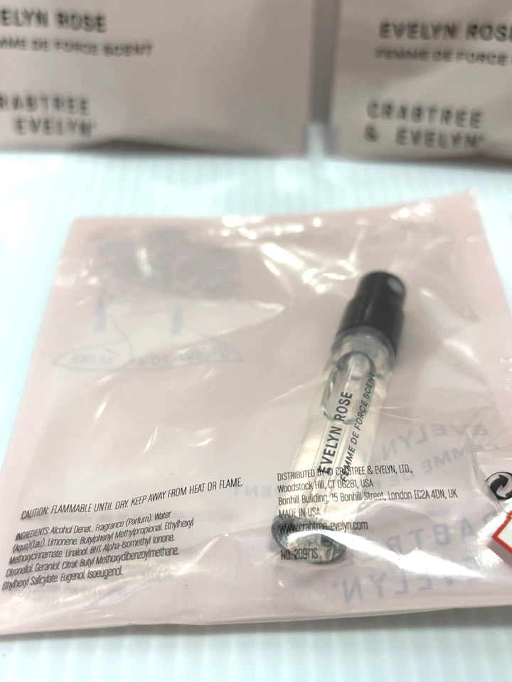 Perfume Crabtree & Evelyn Rose Femme De Force 5 piezas 2 ml cada juego NUEVO Foto 4 de 4