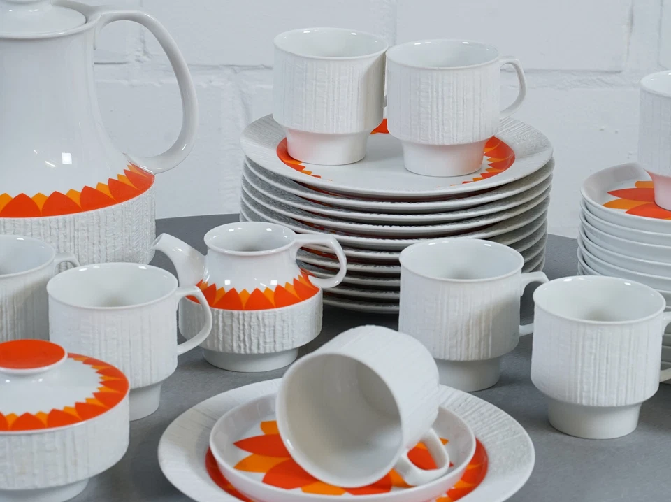 Porcelaine Thomas différentes pièces style brutaliste orange vintage années... - Photo 2/4