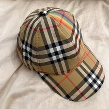 Burberry Rainbow Check Baseball Cap Women Hat Accessory Original Collection