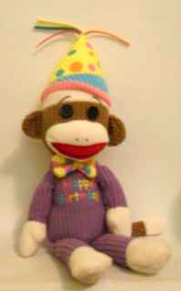 Ty Beanie "HAPPY BIRTHDAY SOCK MONKEY" Small Stuffed Toy 2012 (No Hang Tags)