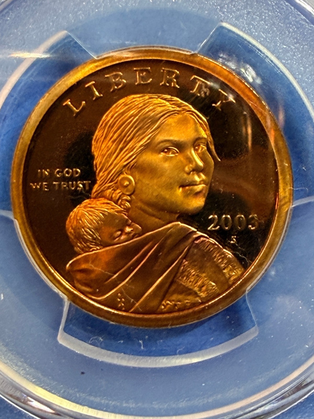 CRAZY GOLD TONER 🔥 2003-S Sacagawea Dollar $1 PCGS PR69DCAM Deep Cameo Proof