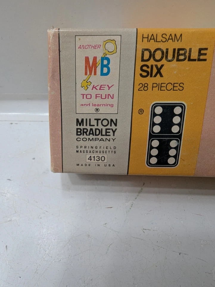 Vtg Dragon Dominoes Halsam Double Six Milton Bradley 28 Pieces 4130 Made In USA - Image 2 of 4
