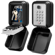 HUANLANG Lock Box with 12-Digit Keypad, Waterproof Key Safe for House, Realtors,