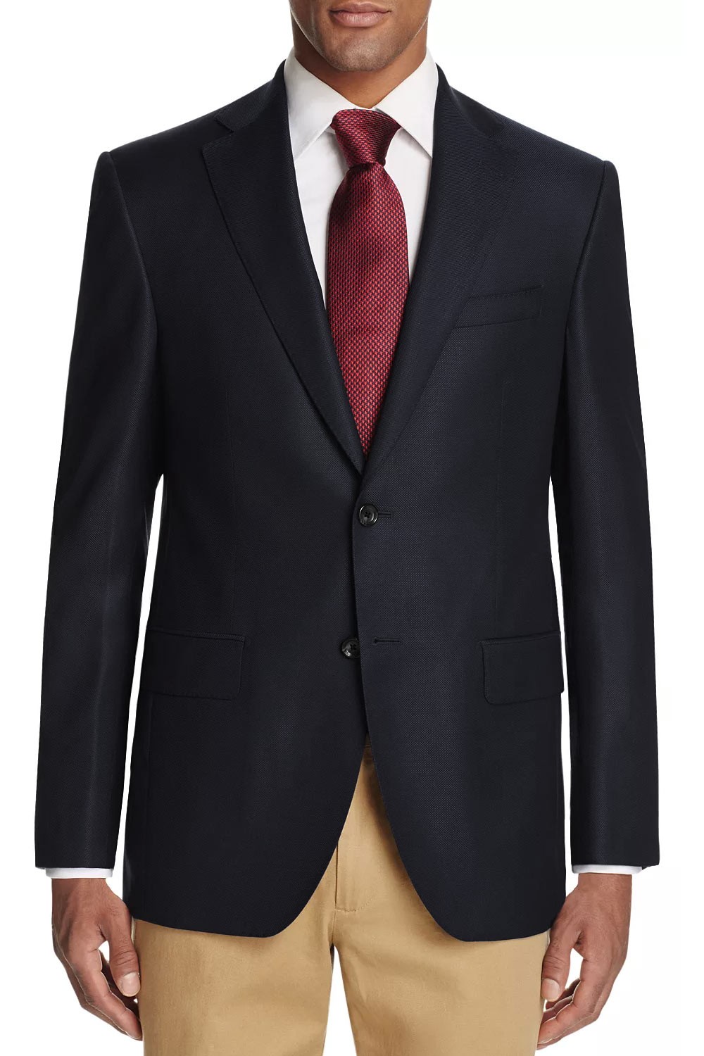 Мужское спортивное пальто на двух пуговицах из шерсти Super 130s с собственной торговой маркой длиной 48 см темно-синего цвета -NWT