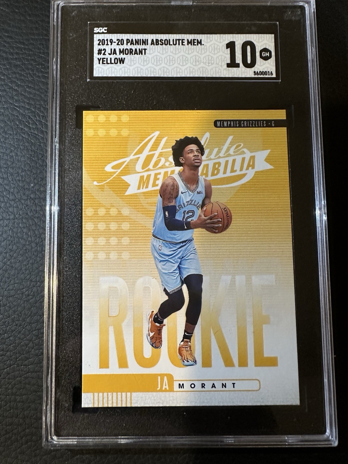 2019-20 Panini Absolute Memorabilia Ja Morant Rookie Yellow SGC 10