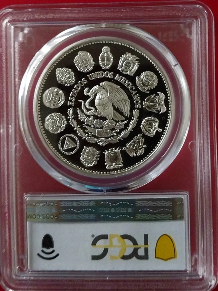 Mexico 100 pesos Two Worlds Encounter Ships Pillars PR69 PCGS silver coin 1991 - Image 4 of 4