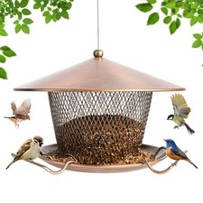 Metal Bird Feeder for Outdoors Hanging, Large Roof Bird Feeders for Cardinal,...