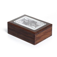 Wooden Single Deck Playing Card Holder – Handmade Storage Box with Silver Inlay