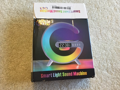 G63 Smart Light Sound Machine Alarm Clock Wireless Charging - NEW (box is open)