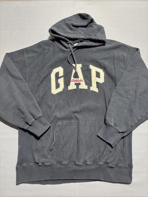 Vintage GAP Athletic Black Pullover Hoodie Embroidered Logo Super Clean Size XL