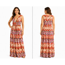 NY Collection Maxi Jersey Knit Stretch Summer Vacation Resort Casual Dress sz M