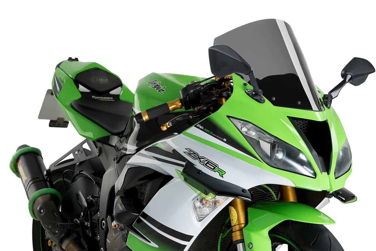 Kawasaki ZX6R 636 2013-2023 Puig R-Racer Screen Windshield Light Smoke