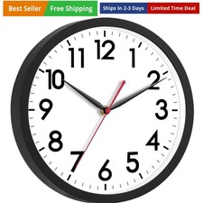 12 Inch Wall Clock Silent Non-Ticking Modern Wall Clocks Battery Operated - A...