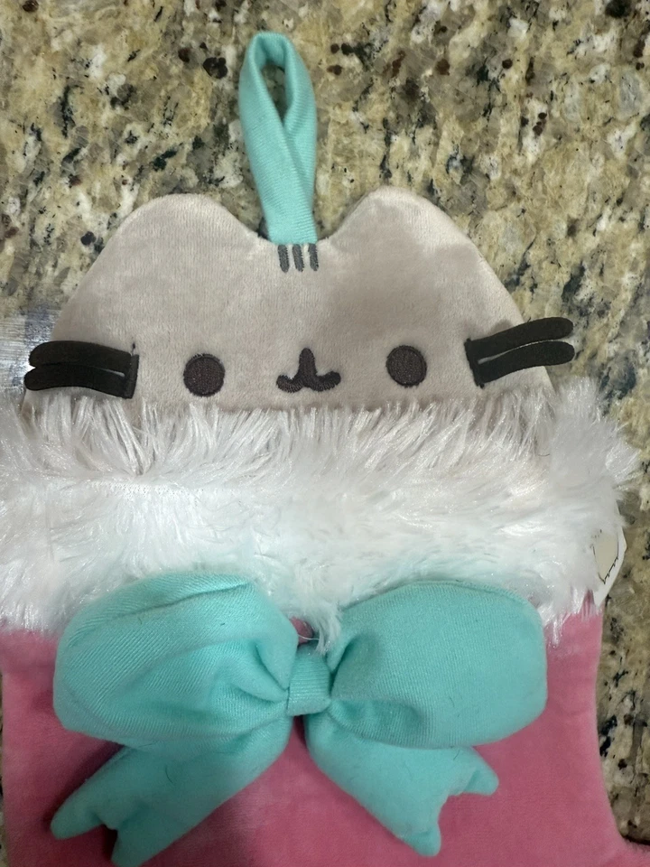 Kawaii Pusheen Christmas Stocking Plush 14”X11" Pink and White w/ Bow NWT - Image 3 of 4