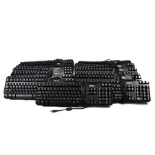  Lot of 17 Dell SK-8115 Wired USB 104 Key Slim Desktop Keyboard Tested - Black