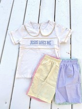 Boys Size 3/4 Two Piece Shorts Shirt Outfit Jesus Loves Me