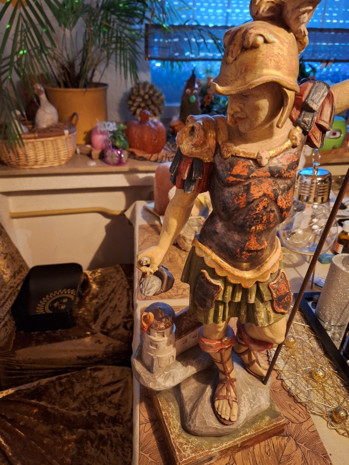 Handgeschnitzter Heiliger St. Florian Handbemalt ca. 90 cm hoch über 50 Jahre