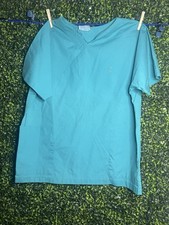 VTG Working Scrubs by White Swan Scrub Top Made in USA Teal V-Neck Pockets M/L