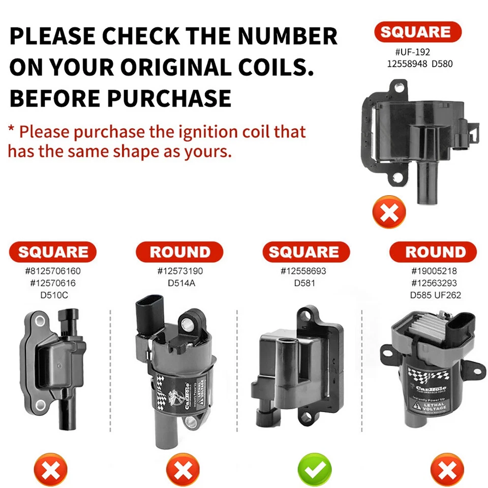 8 Pack UF271 Ignition Coil & Spark Plug & Wire for Chevy GMC 4.8L 5.3L 6.0L 8.1L - Image 2 of 4