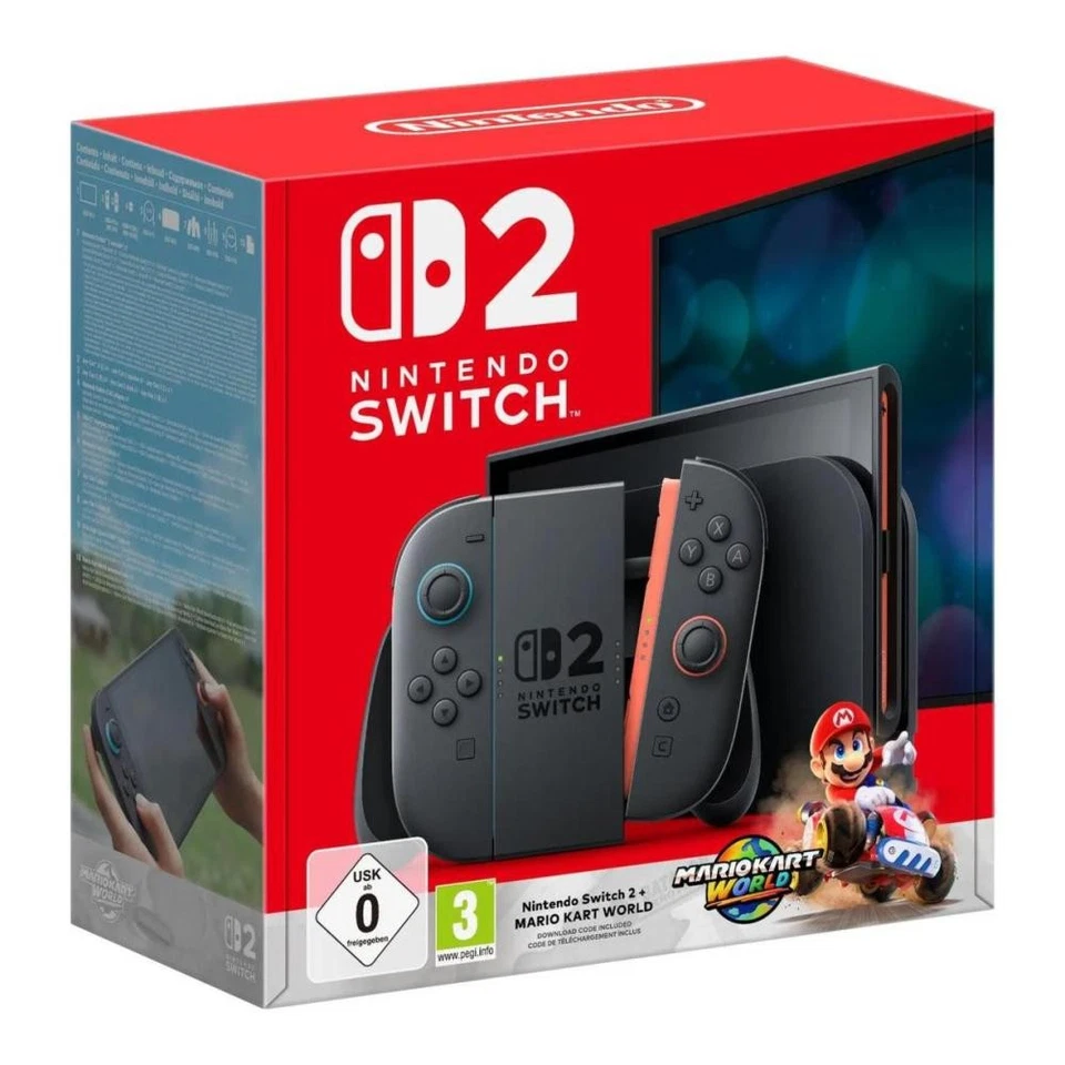Nintendo Switch 2 Nuova Edizione 2025 256Gb Memoria 2 Joycon + Mario Kart World