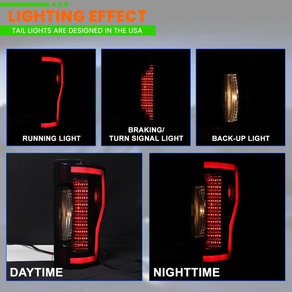 LED Sequential Smoke Tail Lights For 2017-2022 Ford F-250 F-350 F-450 Super Duty Foto 4 de 4