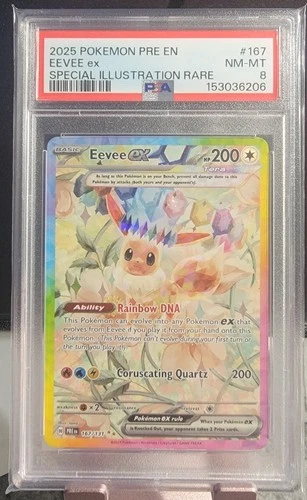 2025 Pokemon TCG Eevee Ex 167/131 Prismatic Evolutions SIR PSA NM-MT 8