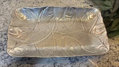 Large Vintage 1979 Arthur Court Aluminum Fish Motif Serving Platter - Image 1 of 4